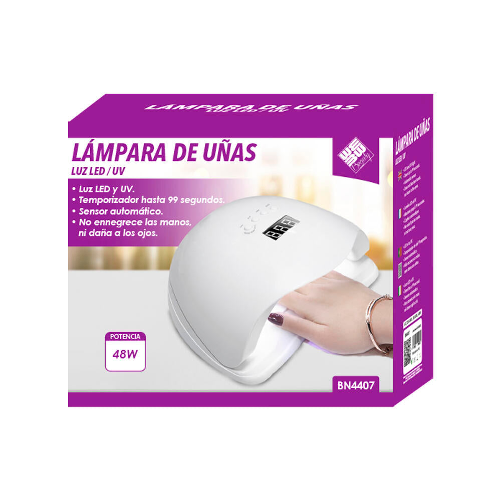 Lampara de Uñas 36 LED UV. Secado Rápido con Sensor Inteligente 48W.  Manicura Perfecta en Casa